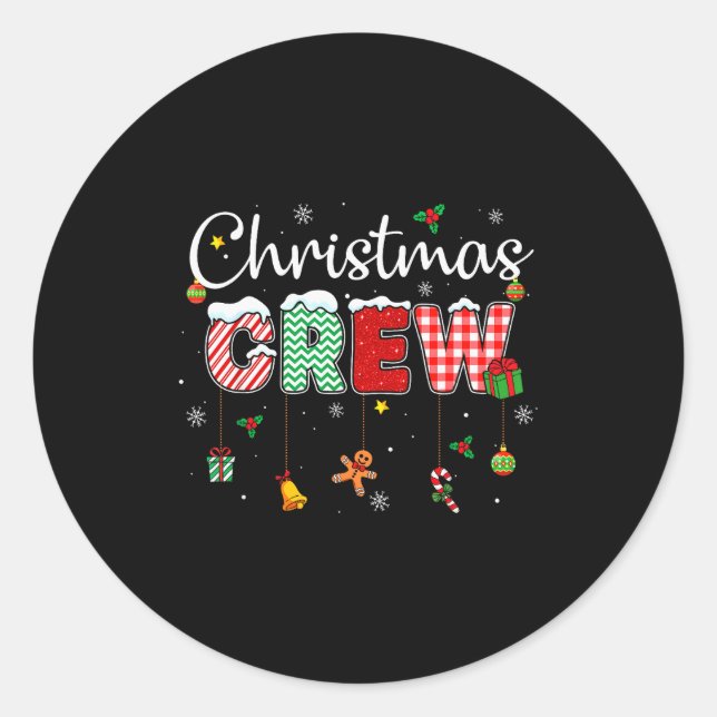 Christmas Crew Xmas Lights Family Matching Pajamas Classic Round Sticker (Front)