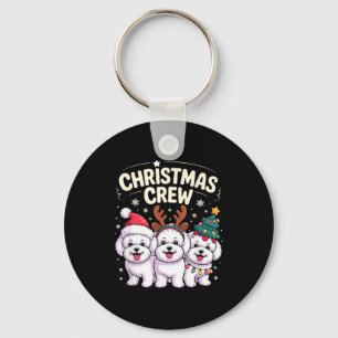 Christmas Crew Xmas Puppy Dog Funny Christmas Bich Keychain