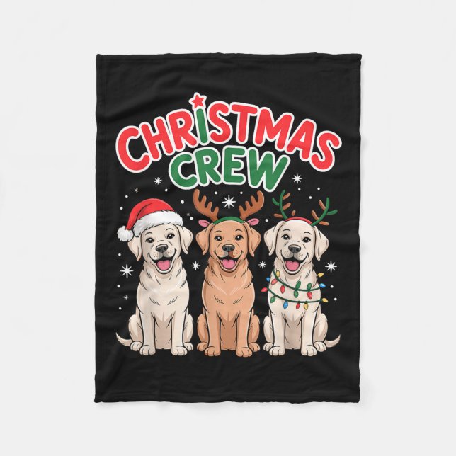 Christmas Crew Xmas Puppy Funny Christmas Labrador Fleece Blanket (Front)