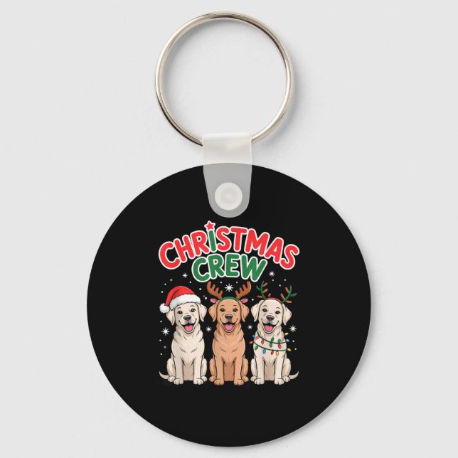 Christmas Crew Xmas Puppy Funny Christmas Labrador Keychain (Front)