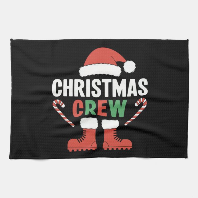 Christmas Crew Xmas Tree Holiday Matching Family Kitchen Towel (Horizontal)