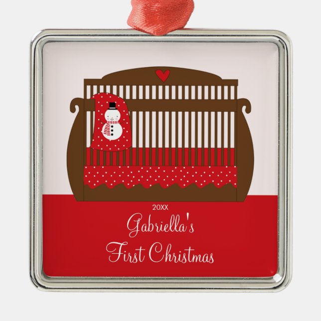 Christmas Crib Baby's First Christmas Ornament (Front)
