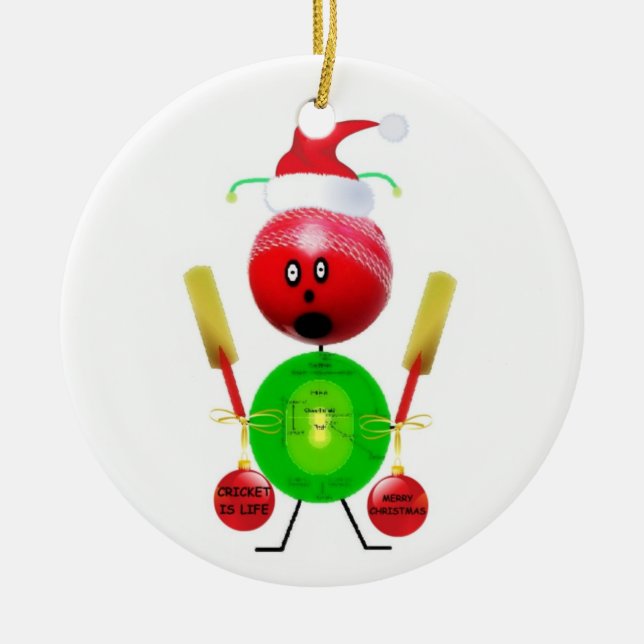 Christmas Cricket Ceramic Ornament (Front)