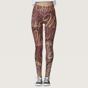 Christmas Crimson and Gold Leggings