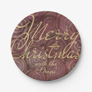 Christmas Crimson and Gold Paper Plate