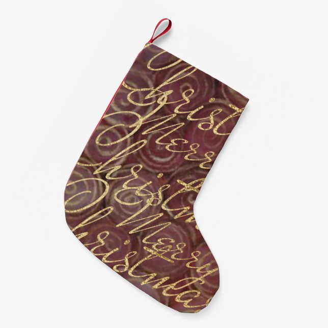 Christmas Crimson and Gold Small Christmas Stocking (Front (Hanging))