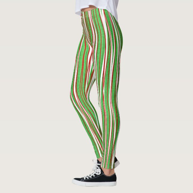 Christmas Crisscross, red and green Leggings (Left)