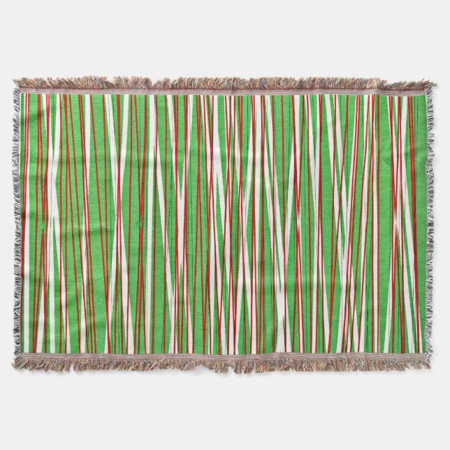 Christmas Crisscross, red and green Throw Blanket (Front)