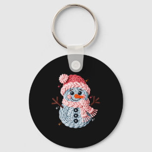 Christmas Crochet Faux Yarn Crochet Snowman Funny Keychain