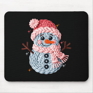 Christmas Crochet Faux Yarn Crochet Snowman Funny Mouse Pad