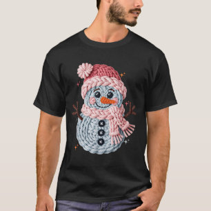 Christmas Crochet Faux Yarn Crochet Snowman Funny T-Shirt