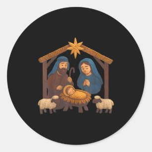 Christmas Crochet Jesus Christmas Faux Yarn Sewing Classic Round Sticker
