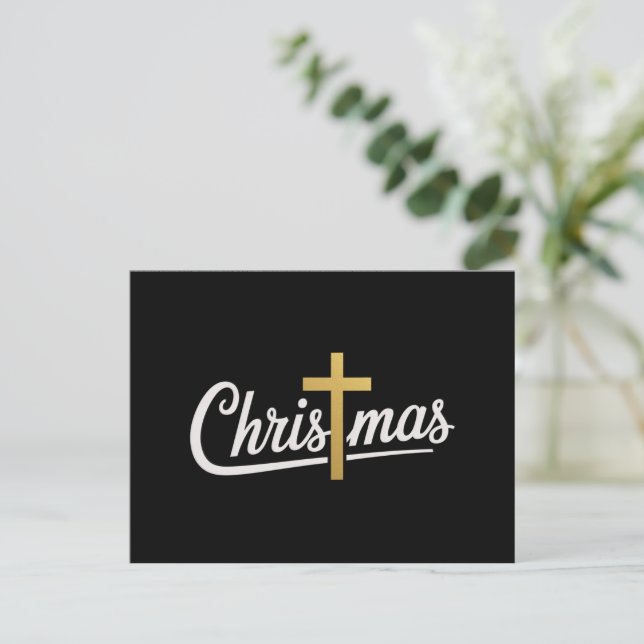 Christmas Cross Family Matching Jesus Gift Idea Holiday Postcard (Standing Front)
