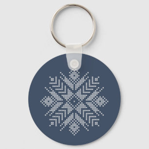 Christmas cross stitch snowflake design keychain
