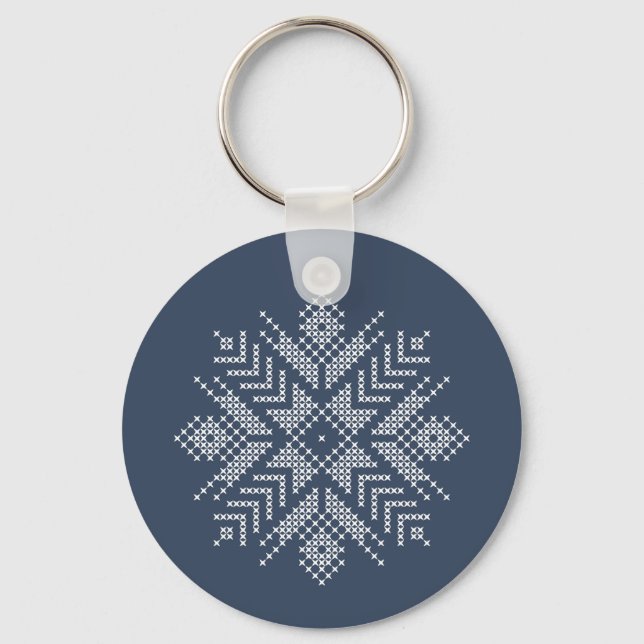 Christmas cross stitch snowflake design keychain (Front)