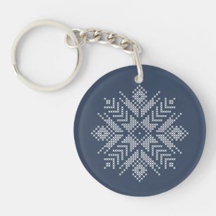 Christmas cross stitch snowflake design keychain
