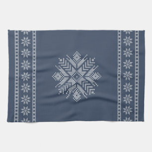 Christmas cross stitch snowflake design kitchen towel