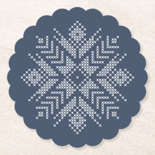 Christmas cross stitch snowflake design paper coaster