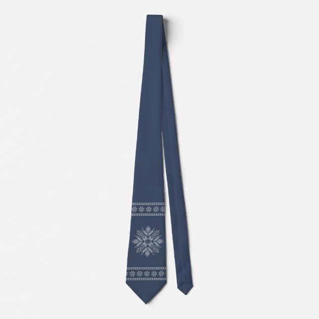 Christmas cross stitch snowflake design tie (Front)