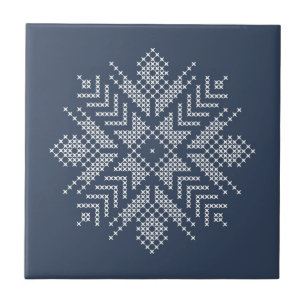 Christmas cross stitch snowflake design tile