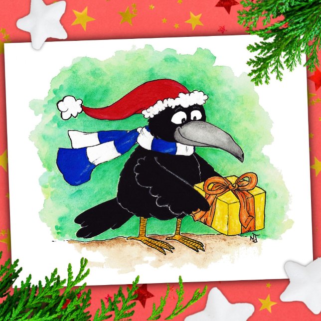 CHRISTMAS CROW carte postale par Nicole Janes (Créateur téléchargé)