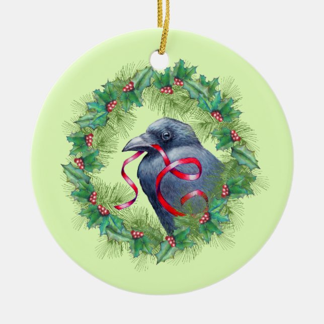 Christmas Crow Holiday Ornament (Front)