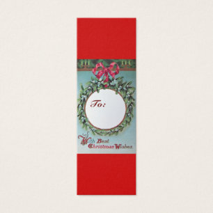 CHRISTMAS CROWN WITH MISTLETOES AND RED RIBBON