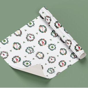 Christmas crowns with embellishments for wrapping. wrapping paper