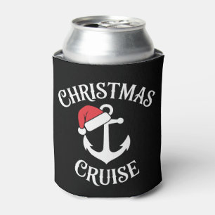 Christmas Cruise Anchor Santa Hat Sailing Xmas Can Cooler