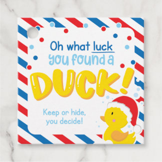 Christmas Cruise Ducks Square Tags, Blue Favour Tags
