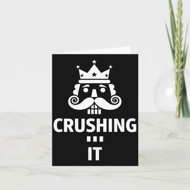 Christmas Crushing It Nutcracker - Funny Retro Ugl Card (Front)