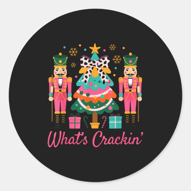 Christmas Crushing It Nutcracker - Funny Retro Ugl Classic Round Sticker (Front)