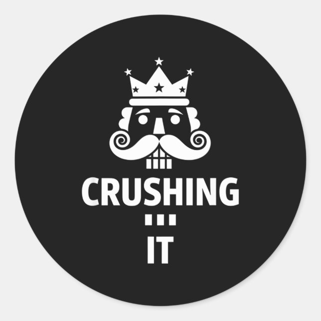 Christmas Crushing It Nutcracker - Funny Retro Ugl Classic Round Sticker (Front)