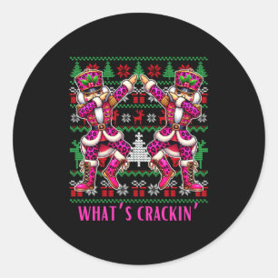 Christmas Crushing It Nutcracker - Funny Retro Ugl Classic Round Sticker