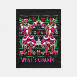 Christmas Crushing It Nutcracker - Funny Retro Ugl Fleece Blanket