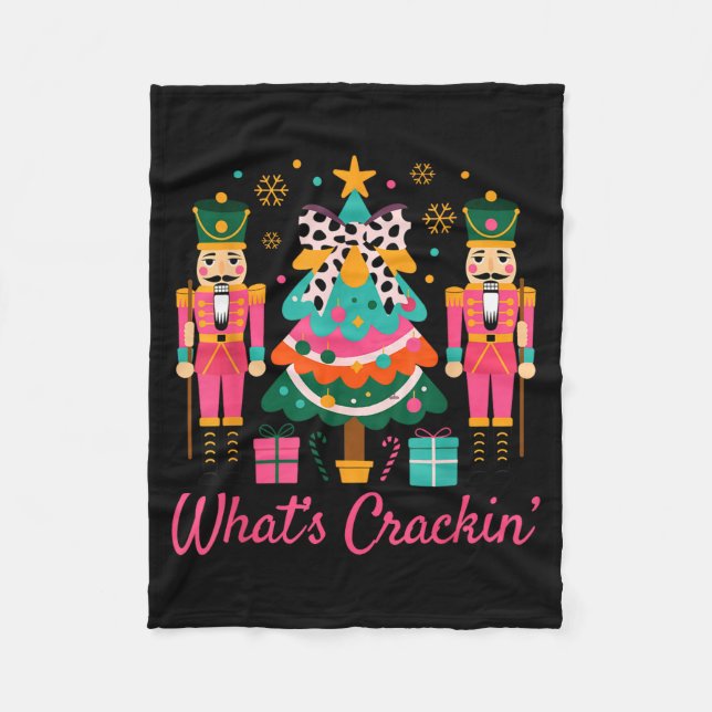 Christmas Crushing It Nutcracker - Funny Retro Ugl Fleece Blanket (Front)