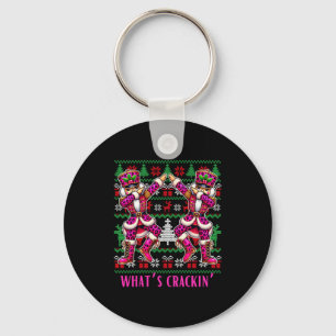 Christmas Crushing It Nutcracker - Funny Retro Ugl Keychain
