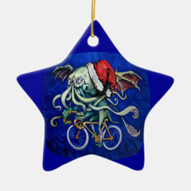 Christmas Cthulhu Ceramic Ornament (Front)