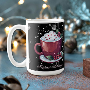 Christmas Cup of Hot Chocolate   Black Coffee Mug