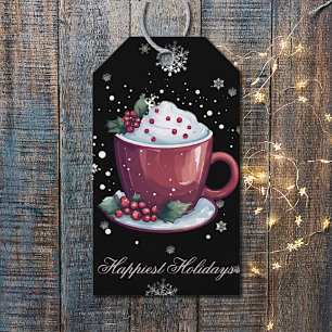 Christmas Cup of Hot Chocolate   Black Gift Tags