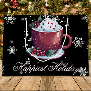 Christmas Cup of Hot Chocolate   Black Large Gift Bag
