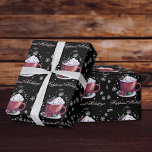 Christmas Cup of Hot Chocolate | Black Wrapping Paper<br><div class="desc">Wrap your gifts in festive warmth with this delightful holiday Black Christmas Cup of Hot Chocolate Wrapping Paper. Featuring watercolor illustrations of cozy Christmas hot chocolate mugs, complete with whipped cream, holly berries, and gently falling snowflakes. The soft snow-covered background and hand-painted details create a whimsical, modern design that brings...</div>
