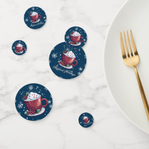 Christmas Cup of Hot Chocolate Blue Confetti