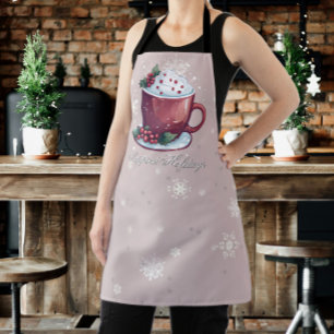 Christmas Cup of Hot Chocolate Blush Pink Apron