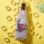 Christmas Cup of Hot Chocolate | Blush Pink Bottle Cooler<br><div class="desc">Keep your holiday drinks perfectly chilled in cozy seasonal style with this festive Blush Pink Christmas Cup of Hot Chocolate Bottle Cooler. Featuring a whimsical watercolor design of a steaming cup of Christmas hot chocolate. Surrounded by holly berries, delicate snowflakes, and gentle falling snow, the playful phrase Making Spirits Bright...</div>