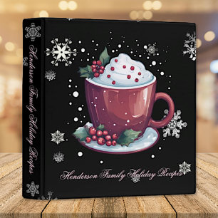 Christmas Cup of Hot Chocolate Custom Black Recipe Binder