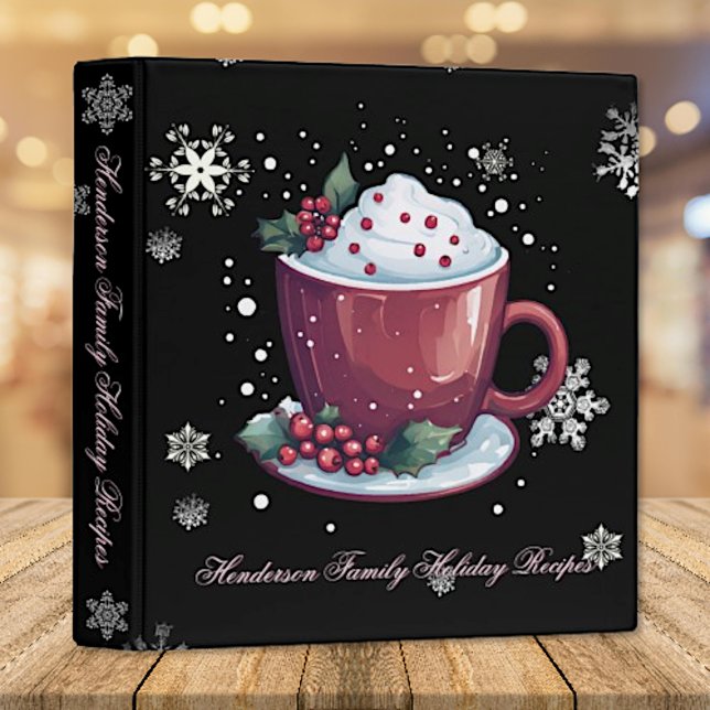 Christmas Cup of Hot Chocolate Custom Black Recipe Binder (Creator Uploaded)