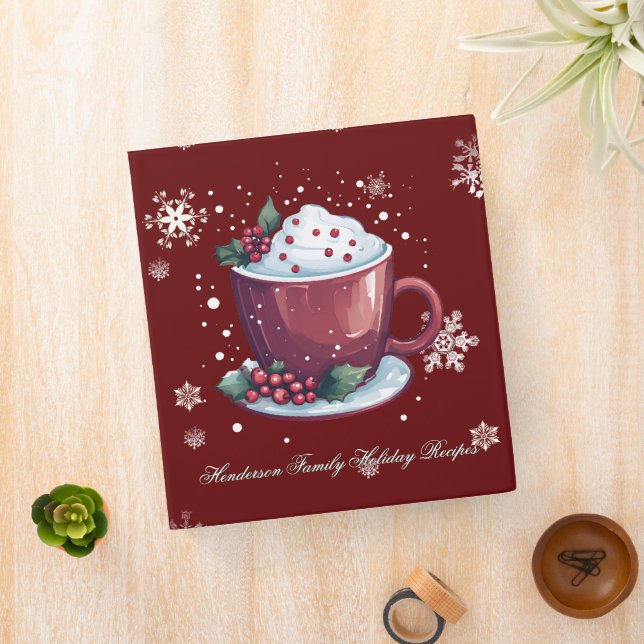Christmas Cup of Hot Chocolate Custom Red Recipe Binder (In Situ)