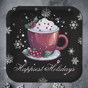 Christmas Cup of Hot Chocolate Paper Plate