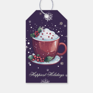 Christmas Cup of Hot Chocolate   Purple Gift Tags
